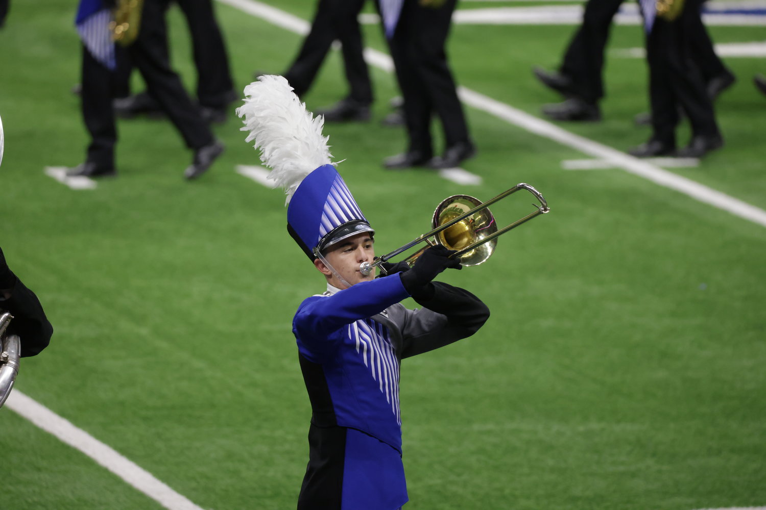 The Taylor High School Mustang Band performs and the University Interscholastic League State Championships at the Alamodome in San Antonio.